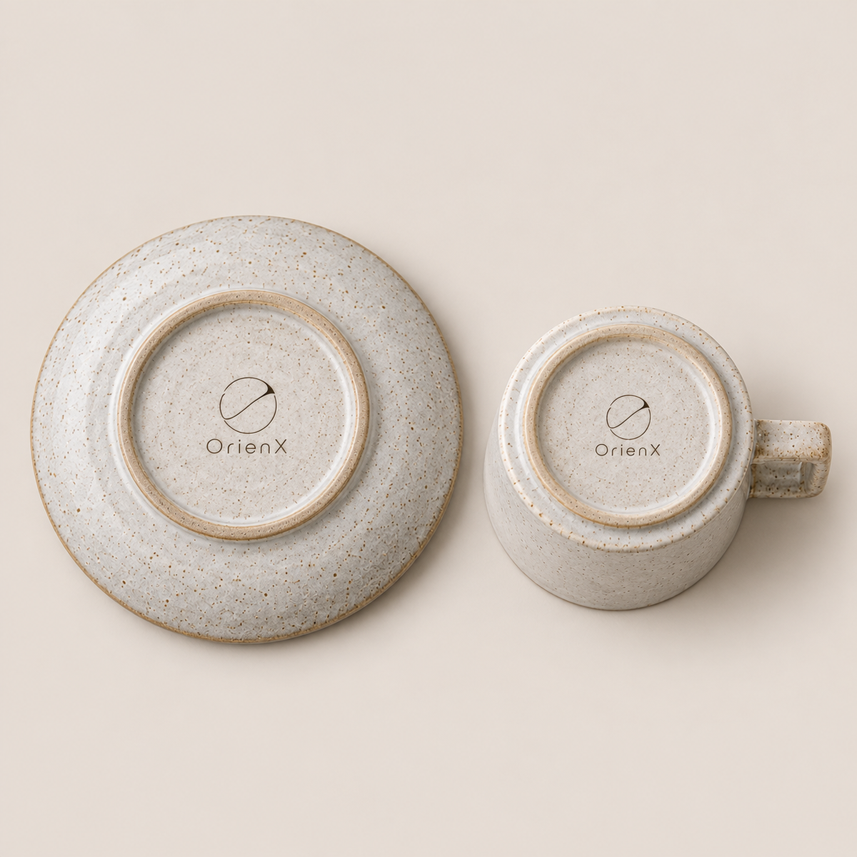 OrienX Tasse & soucoupe — Sésame — dessous avec signature gravée au laser