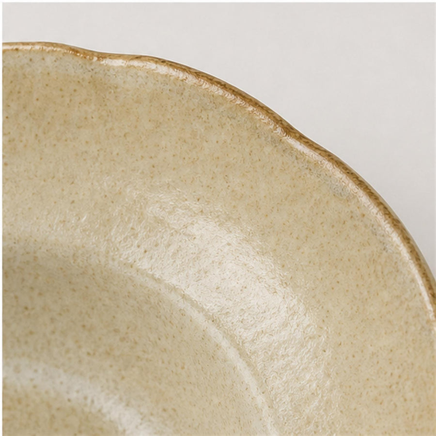 Assiette creuse bord feuille 22,8 cm — Yunhuang, détail de la glaçure