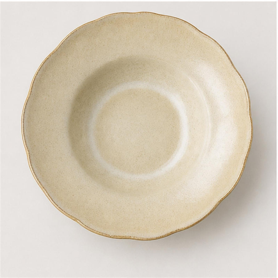 Assiette creuse bord feuille 22,8 cm — Yunhuang, vue de dessus